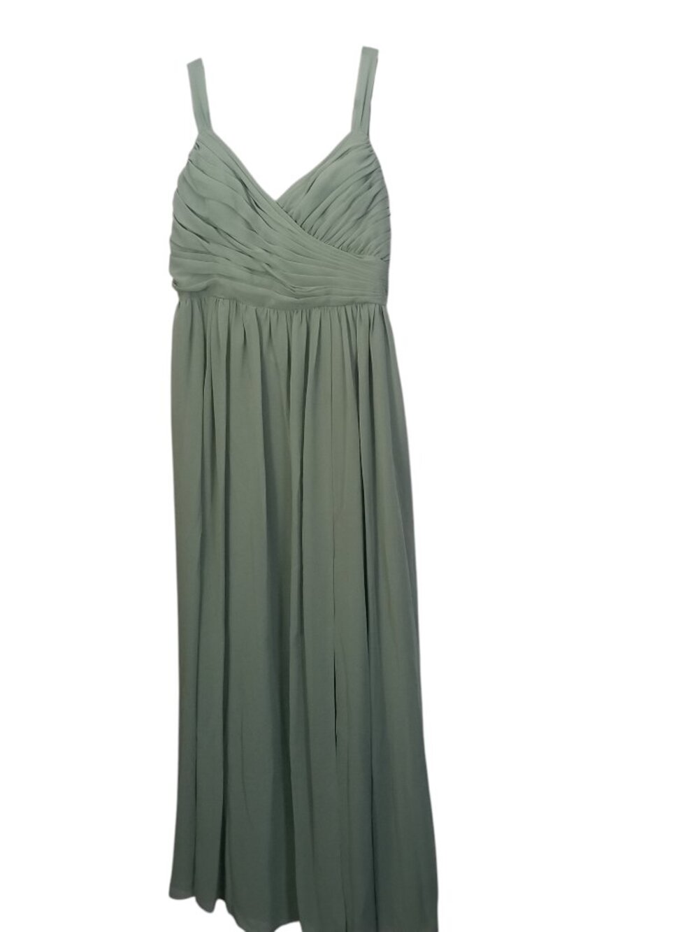 Azazie Aziza Matcha A-line V-Neck Pleated Chiffon Women's Bridesmaid Sz 14 - Picture 2 of 11